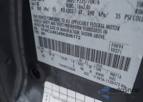 2009 Ford Escape Hybrid Limited from USA, damaged, VIN 1FMCU49349KB96172